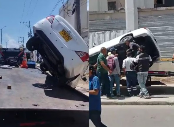 Se les cayó el carro inmovilizado de la grúa