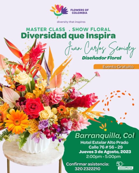 Evento gratuito de Asocolflores para que ud haga sus propios arreglos florales