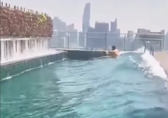Impactante momento del temblor en Mandalay: piscina en rascacielos se sacude violentamente