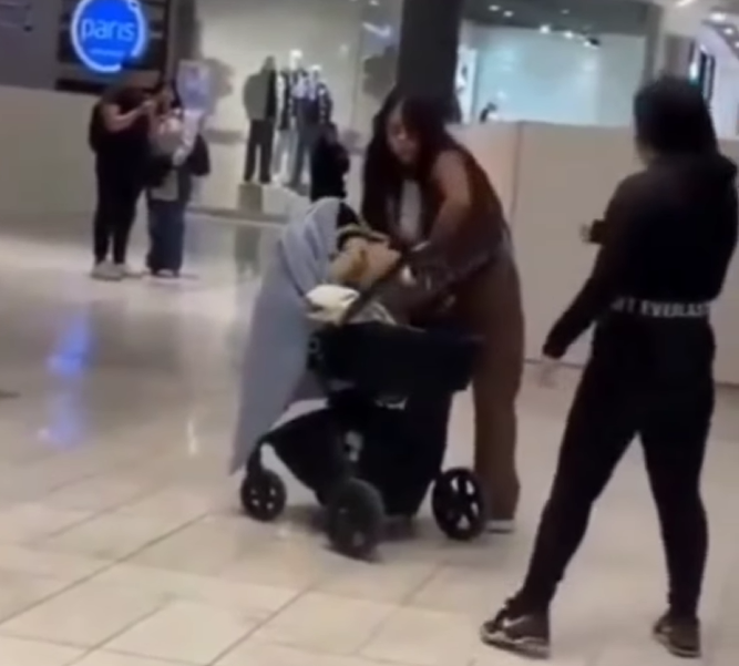 Pelea con coche y guagua incluida alarma a clientes en mall de Chile