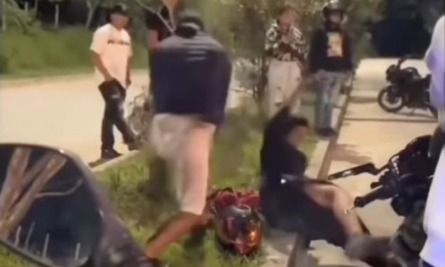 Padre reprende a su hijo tras accidente en motocicleta durante presuntos piques ilegales