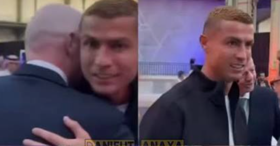 La cara de Cristiano tras saludar a Infantino que encendió las redes